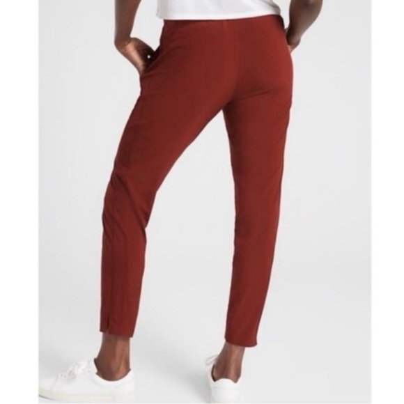 Athleta Brooklyn Ankle Pant Cinnamon Red Travel Lightweight Business Casual Pant - Picture 3 of 14